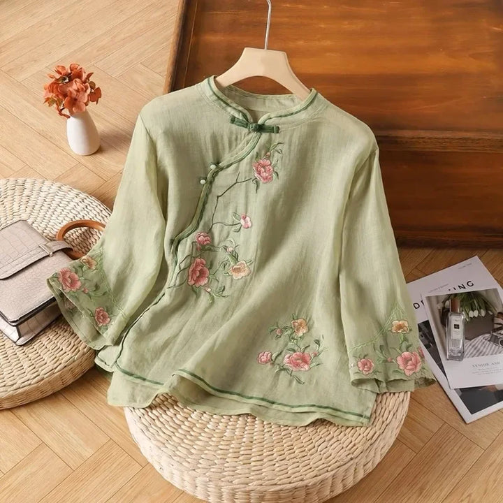 Jade™ | Elegant Floral Embroidered Blouse