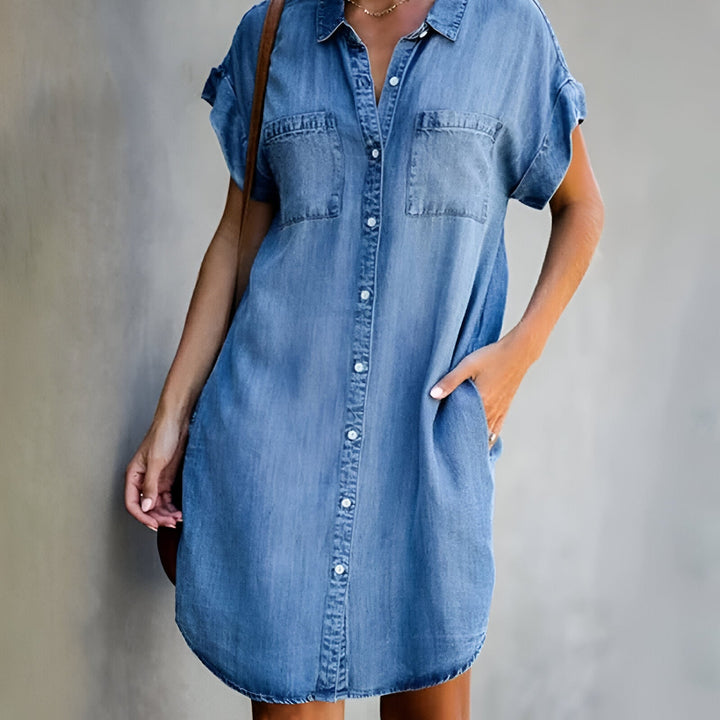 Mora™ - Chic Denim Dress with Flattering Belly Coverage